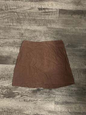 Princess Polly Brown Linen Look Mini Skirt Size US 2